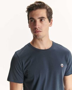 Clearance T-Shirt Bleu Marine Pietro En Coton Biologique Vetements