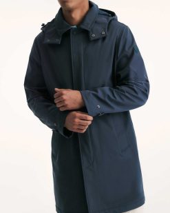 New Veste Impermeable Athenes Avec Capuche Amovible Marine Vetements D'Exterieur