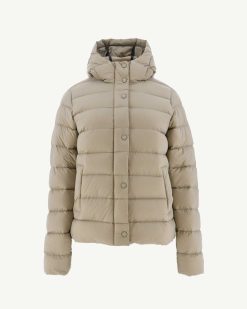 Clearance Doudoune Droite A Capuche Jane Beige Vetements D'Exterieur