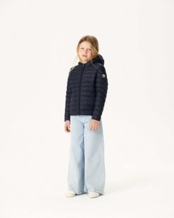 Clearance Doudoune A Capuche Bleu Marine Carla Vetements D'Exterieur