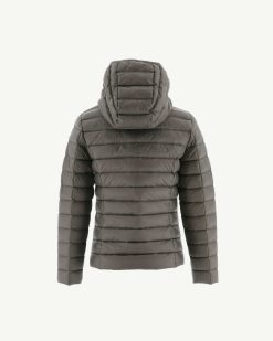 Online Doudoune A Capuche Taupe Carla Vetements D'Exterieur