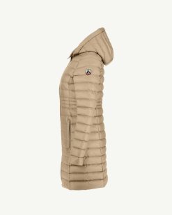 New Doudoune Longue A Capuche Beige Vero Vetements D'Exterieur