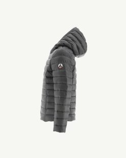 New Doudoune A Capuche Anthracite Carla Vetements D'Exterieur