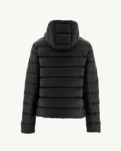 Clearance Doudoune Droite A Capuche Noire Jane Vetements D'Exterieur