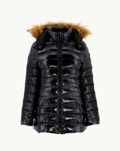 Wholesale Veste Mi-Longue Laquee Noir Grand Froid Perle Vetements D'Exterieur