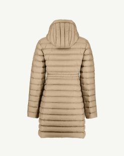 New Doudoune Longue A Capuche Beige Vero Vetements D'Exterieur