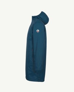 Best Veste Longue Impermeable A Capuche Oban Bleu Metal Vetements D'Exterieur