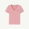 Wholesale T-Shirt Col En V Uni En Coton Biologique Cancun 2.0 Rose Peche Vetements