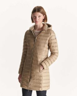 New Doudoune Longue A Capuche Beige Vero Vetements D'Exterieur