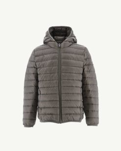 Clearance Doudoune A Capuche Taupe Hugo Vetements D'Exterieur