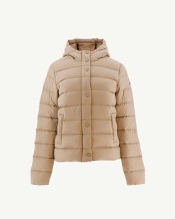 Clearance Doudoune Droite A Capuche Jane Beige Vetements D'Exterieur