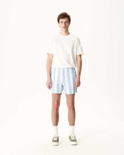 Best Short De Bain Deauville Raye Bleu Doux/Blanc Vetements