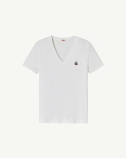 Clearance Blanc - T-Shirt Uni A Col En V En Coton Biologique Cancun 2.0 Vetements