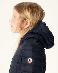 Clearance Doudoune A Capuche Bleu Marine Carla Vetements D'Exterieur