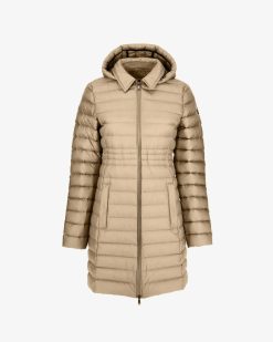 New Doudoune Longue A Capuche Beige Vero Vetements D'Exterieur