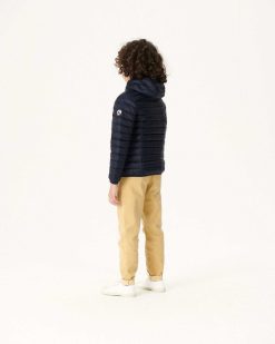 New Doudoune A Capuche Bleu Marine Hugo Vetements D'Exterieur