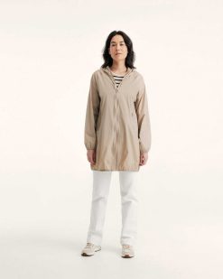 New Veste Longue Impermeable Glendale A Capuche Beige Vetements D'Exterieur