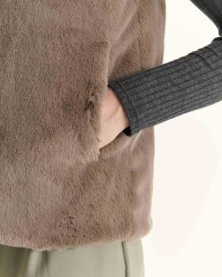 Best Manteau Reversible Sans Manches Swarovski Grand Froid Taupe Daria Vetements D'Exterieur