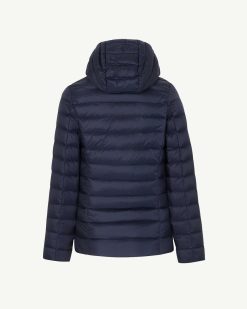 Clearance Doudoune A Capuche Bleu Marine Carla Vetements D'Exterieur