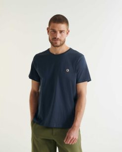 Clearance T-Shirt Bleu Marine Pietro En Coton Biologique Vetements