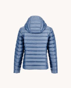 Online Veste Matelassee A Capuche Legere Bleue Lavee Carla Kid Vetements D'Exterieur