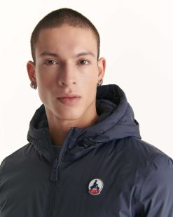 New Doudoune Reversible A Capuche Bleu Marine Bergen Vetements D'Exterieur