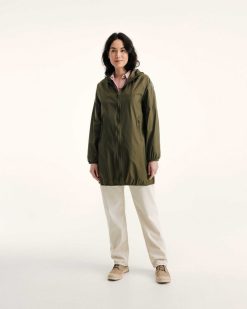 Wholesale Glendale Veste Impermeable Longue A Capuche Army Vetements D'Exterieur