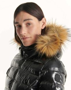 Wholesale Veste Mi-Longue Laquee Noir Grand Froid Perle Vetements D'Exterieur