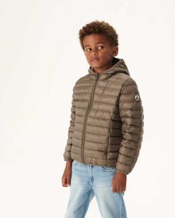 Clearance Doudoune A Capuche Taupe Hugo Vetements D'Exterieur