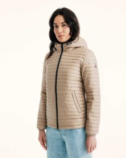 Hot Veste D'Hiver A Capuche Reversible Ultralegere Bangkok 2.0 Bleu Marine/Beige Vetements D'Exterieur