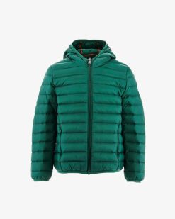 New Veste A Capuche Legere Vert Fonce De Puffer De Hugo Kid Vetements D'Exterieur