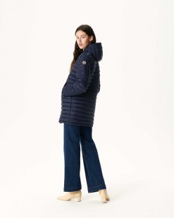 Hot Doudoune Longue Reversible Bleu Marine Roma Vetements D'Exterieur