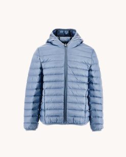 Online Veste Matelassee A Capuche Legere Lavee Bleue Hugo Kid Vetements D'Exterieur