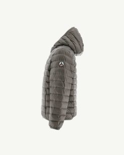 Clearance Doudoune A Capuche Taupe Hugo Vetements D'Exterieur