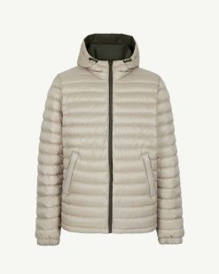 Clearance Armee/Beige Doudoune A Capuche Reversible Bergen 2.0 Vetements D'Exterieur