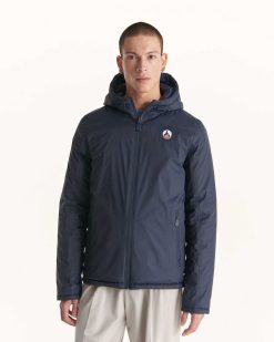 New Doudoune Reversible A Capuche Bleu Marine Bergen Vetements D'Exterieur