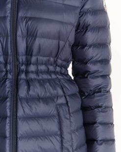 Online Doudoune Longue A Capuche Bleu Marine Vero Vetements D'Exterieur