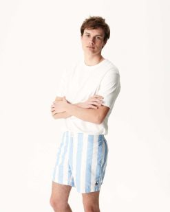 Best Short De Bain Deauville Raye Bleu Doux/Blanc Vetements