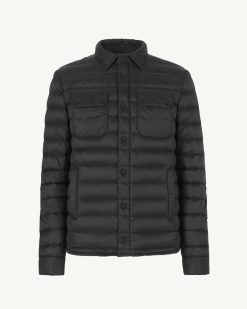 Online Doudoune Legere A Col Chemise Noire Cris Vetements D'Exterieur