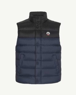 Hot Thomas Bicolore Gilet D'Hiver Bicolore Marine/Noir Vetements D'Exterieur