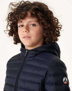 New Doudoune A Capuche Bleu Marine Hugo Vetements D'Exterieur