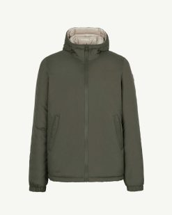 Clearance Armee/Beige Doudoune A Capuche Reversible Bergen 2.0 Vetements D'Exterieur