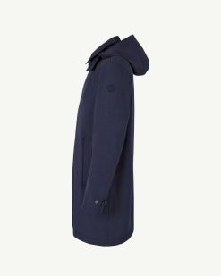 New Veste Impermeable Athenes Avec Capuche Amovible Marine Vetements D'Exterieur