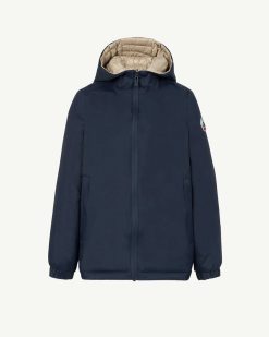 Clearance Veste D'Hiver Reversible A Capuche Pour Enfant Kyoto 2.0 Ultralight Bleu Marine/Beige Vetements D'Exterieur