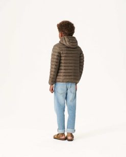 Clearance Doudoune A Capuche Taupe Hugo Vetements D'Exterieur