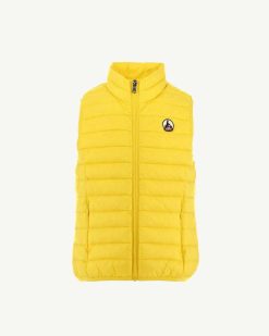 Wholesale Veste Matelassee Sans Manches Jaune Or Zoe Kid Vetements D'Exterieur