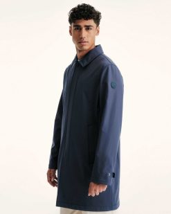 New Veste Impermeable Athenes Avec Capuche Amovible Marine Vetements D'Exterieur