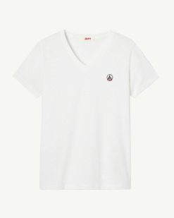 New Blanc T-Shirt A Col En V En Coton Biologique Cancun Taille Unique Vetements