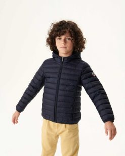 New Doudoune A Capuche Bleu Marine Hugo Vetements D'Exterieur