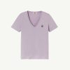 New T-Shirt Violet Pale A Col En V En Coton Biologique Uni Cancun 2.0 Vetements